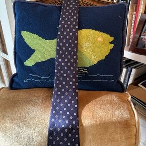 Vintage Ferrel Reed Navy Blue Tie with White Floral Pattern